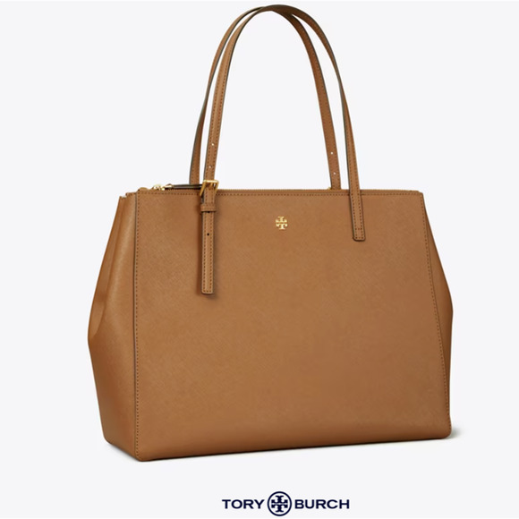 Tory Burch Emerson Large Double Zip Top Saffiano Leather Tote Bag - Picture 5 of 5